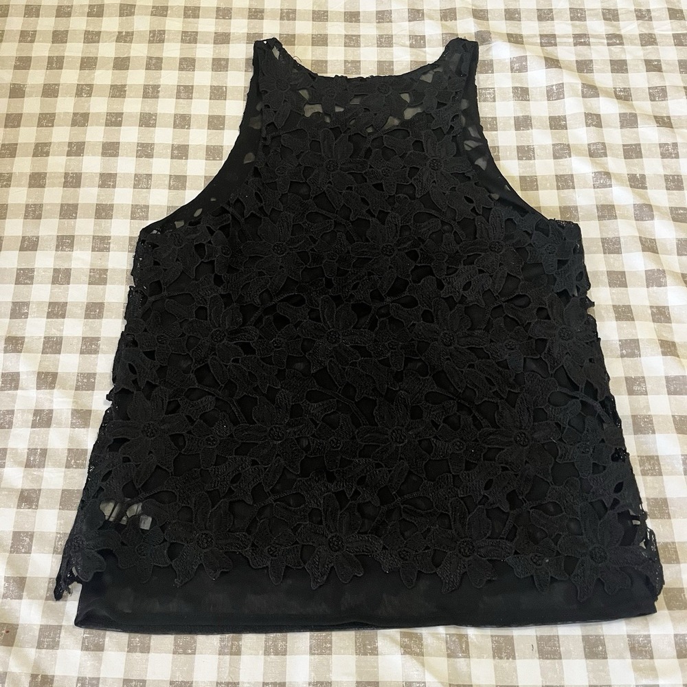 Express Women's Floral Lace Sleeveless Blouse Size S Black Business Career‎ - Picture 6 of 6